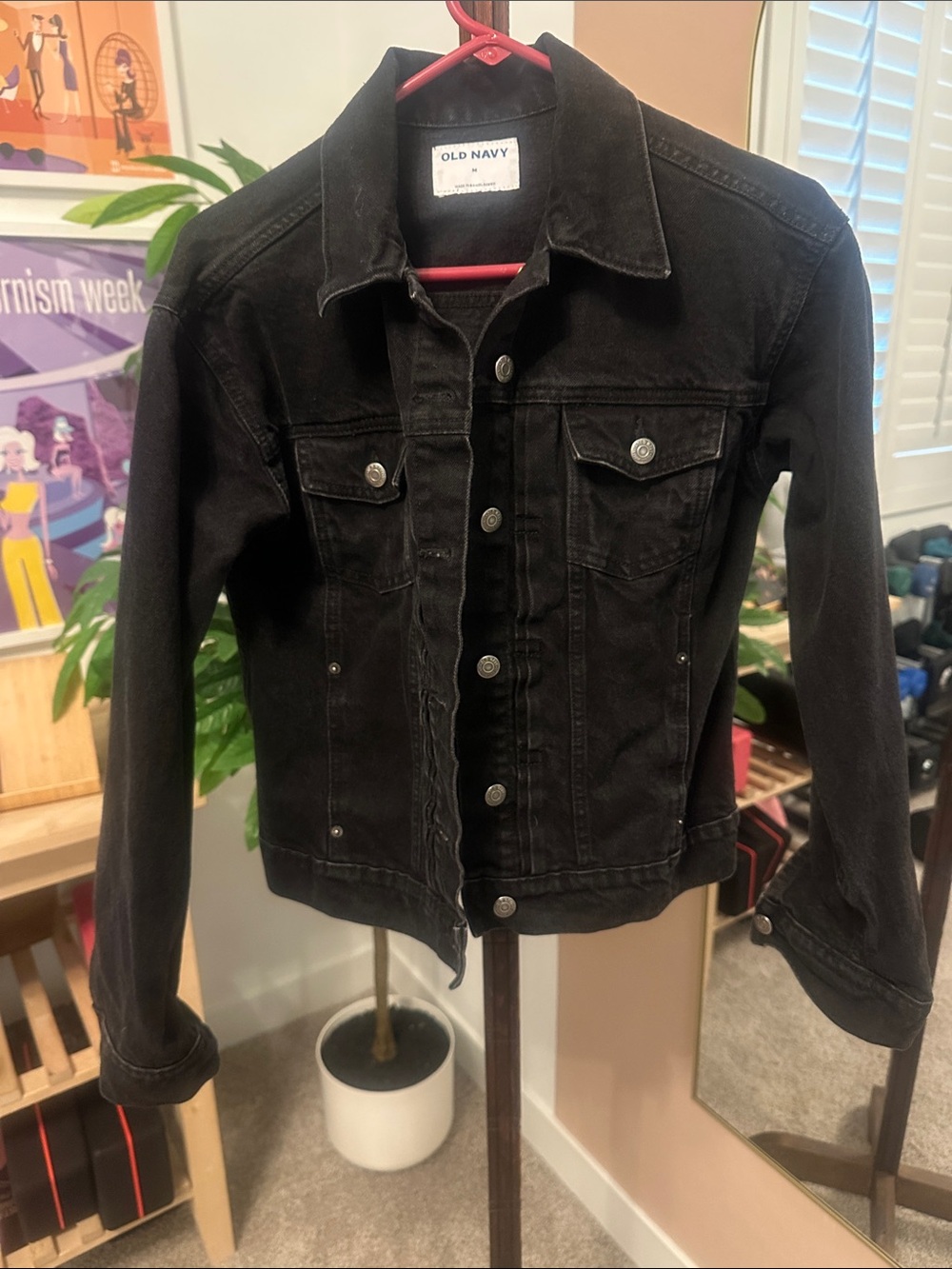 Old Navy Black Denim Trucker Jacket